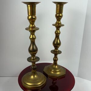 Vintage Brass Ware Art 16” Statement Brass Candlestick Pair